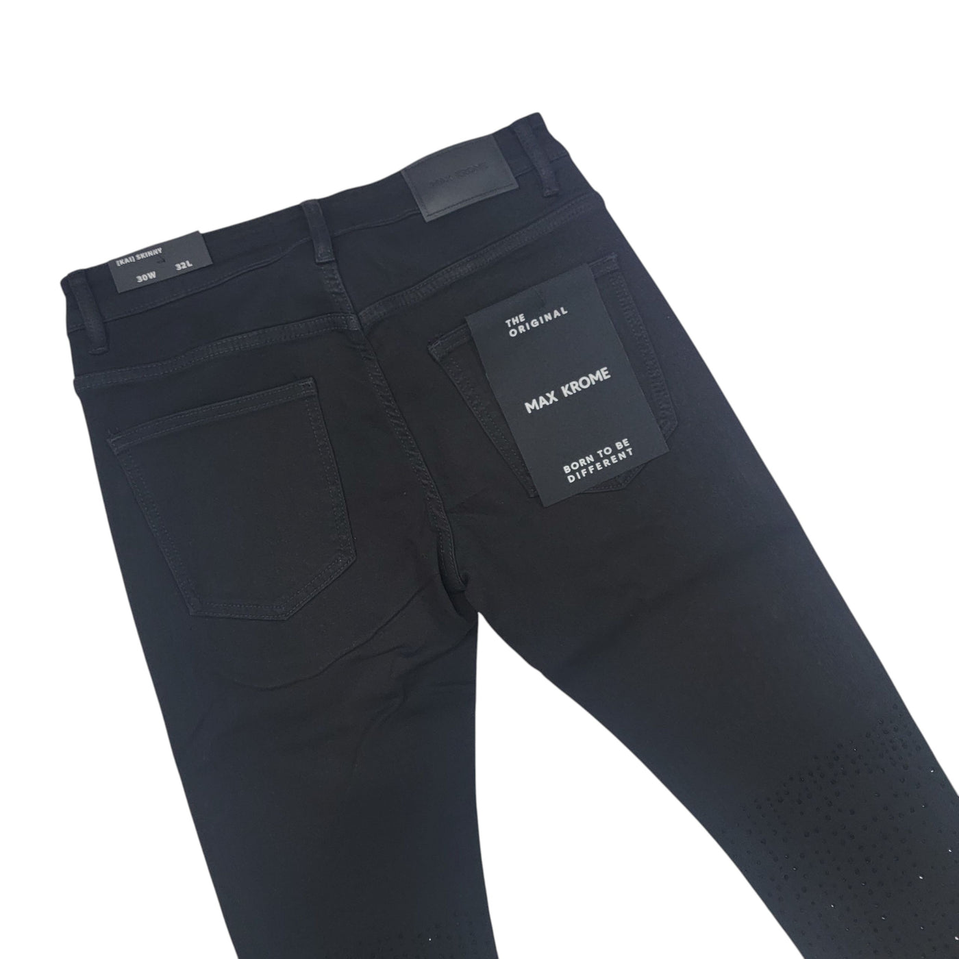 MAX KROME MEN'S SKINNY RHINESTONE JEANS JET BLACK