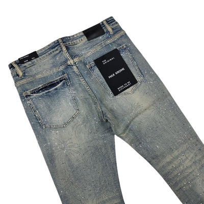 MAX KROME MEN'S SKINNY RHINESTONE JEANS MED BLUE 3034