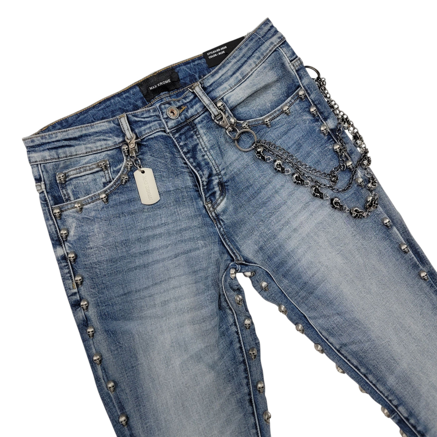 MAX KROME MEN STACKED JEANS BLUE KR-3038
