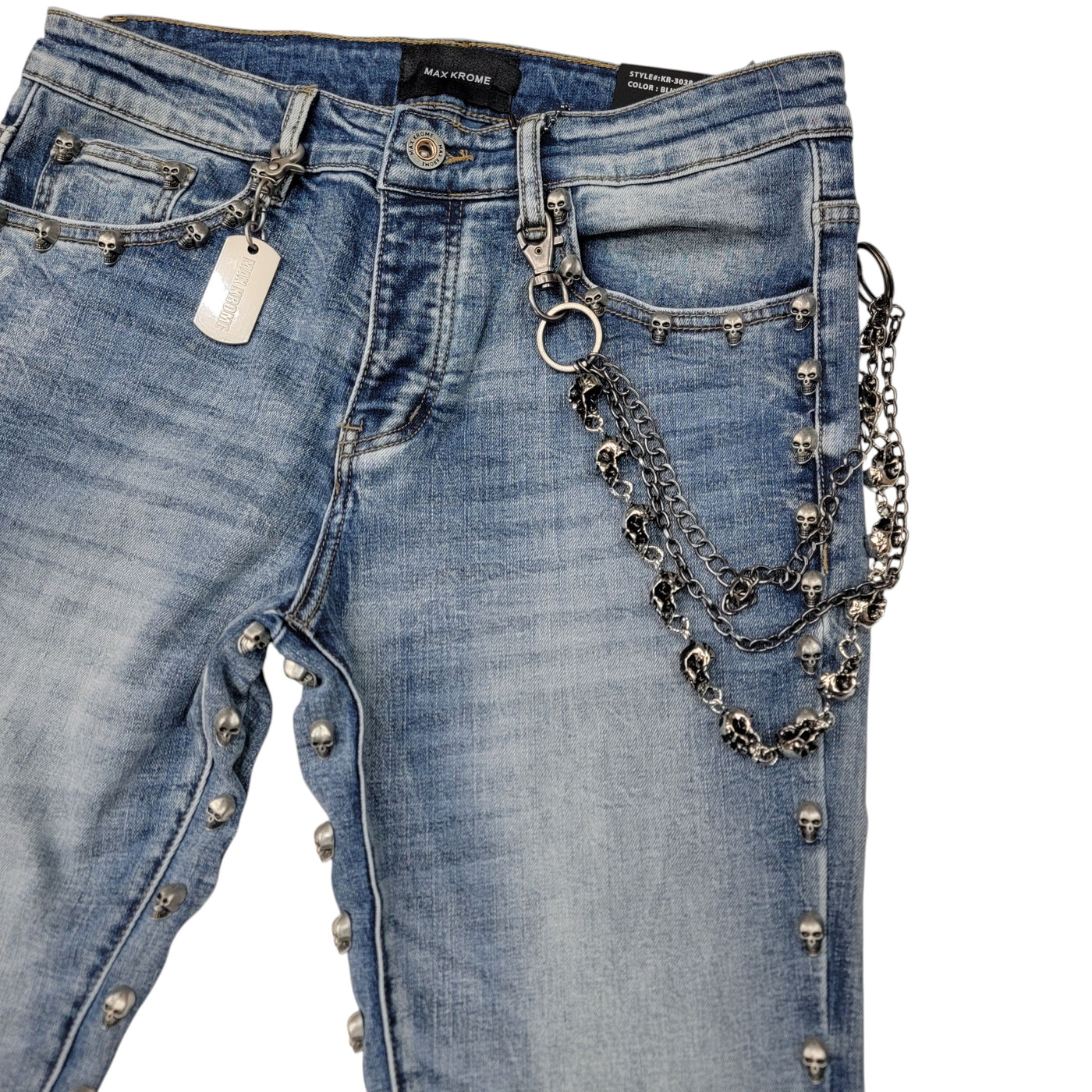 MAX KROME MEN STACKED JEANS BLUE KR-3038