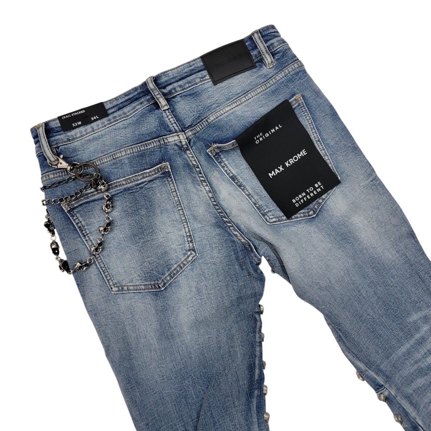 MAX KROME MEN STACKED JEANS BLUE KR-3038