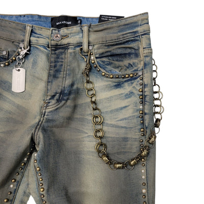 MAX KROME MEN STACKED JEANS NAVY BLUE KR-3032