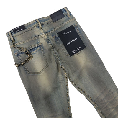 MAX KROME MEN STACKED JEANS NAVY BLUE KR-3032