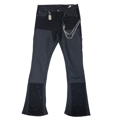 MAX KROME MEN STACKED RHINESTONE JEANS BLACK KR-3039