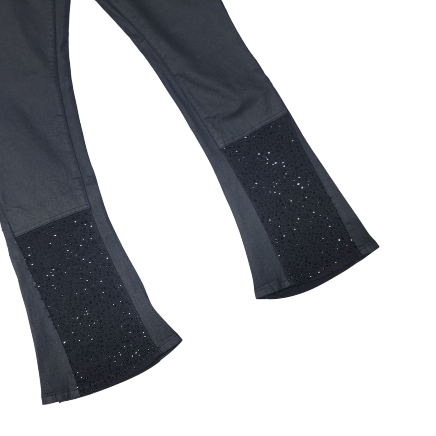 MAX KROME MEN STACKED RHINESTONE JEANS BLACK KR-3039