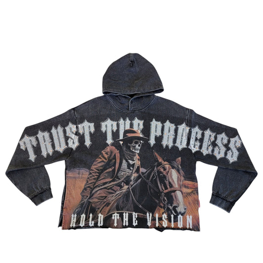 TAKER TRUST THE PROCESS MEN'S CROPPED HOODIE BLACK