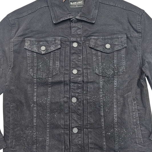 BLACK LIGHT MEN'S DROP SHOULDER RHINESTONE JACKET BLACK 25008