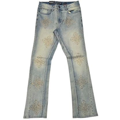 BLACK LIGHT MEN'S STACKED JEANS WITH RHINESTONES SAHARA 80508