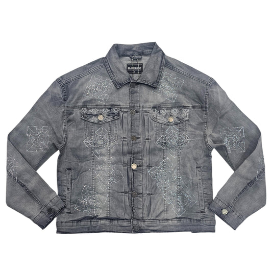 BLACK LIGHT MEN'S DROP SHOULDER RHINESTONE JACKET GRAY 25008