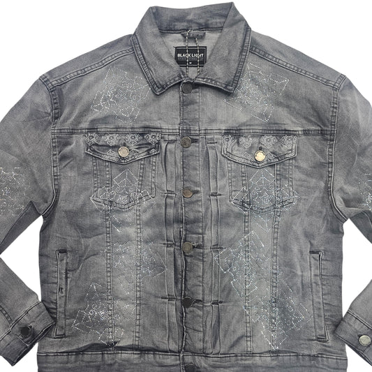 BLACK LIGHT MEN'S DROP SHOULDER RHINESTONE JACKET GRAY 25008