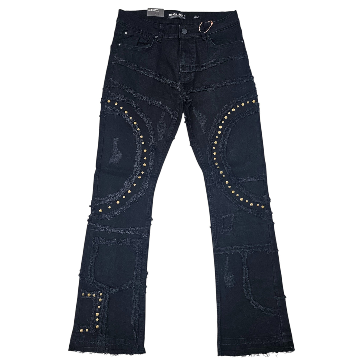 BLACK LIGHT MEN'S FLARE JEANS WITH STUDS 80510