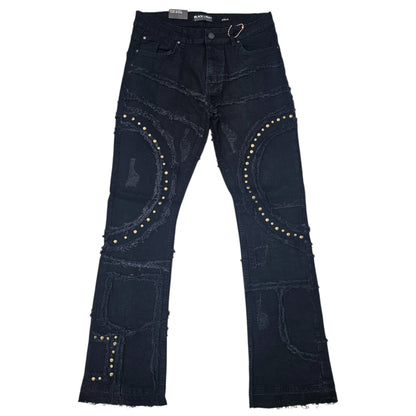 BLACK LIGHT MEN'S FLARE JEANS WITH STUDS 80510