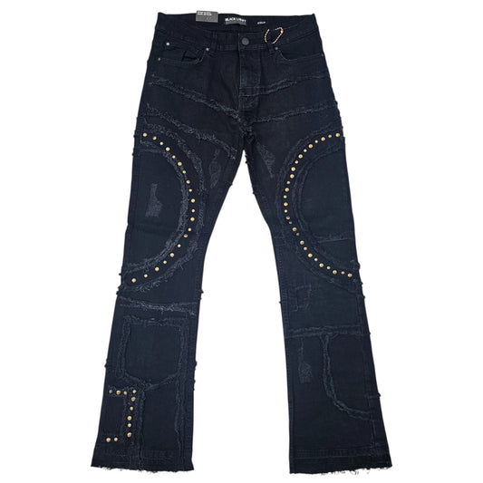 BLACK LIGHT MEN'S FLARE JEANS WITH STUDS 80510