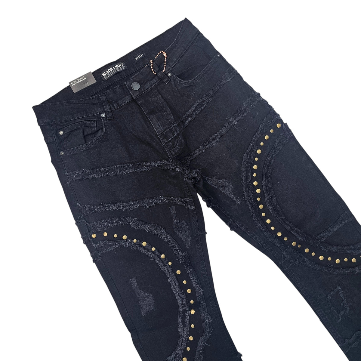 BLACK LIGHT MEN'S FLARE JEANS WITH STUDS 80510