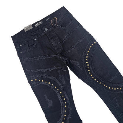BLACK LIGHT MEN'S FLARE JEANS WITH STUDS 80510