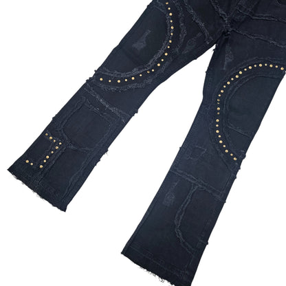 BLACK LIGHT MEN'S FLARE JEANS WITH STUDS 80510
