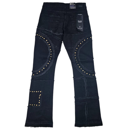 BLACK LIGHT MEN'S FLARE JEANS WITH STUDS 80510