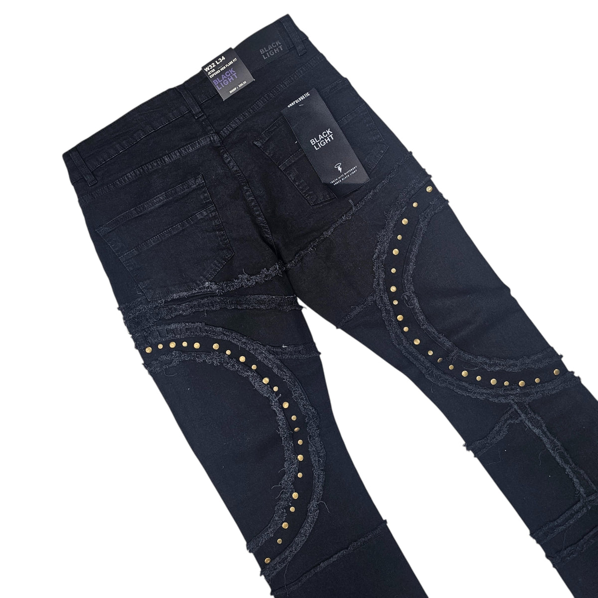 BLACK LIGHT MEN'S FLARE JEANS WITH STUDS 80510