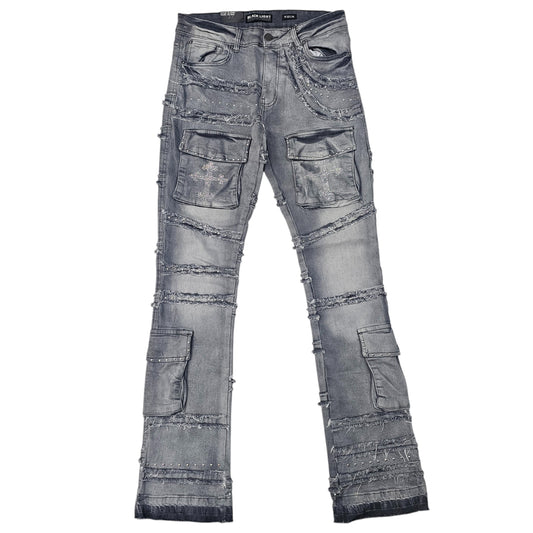 BLACK LIGHT MEN'S FLARE JEANS WITH RHINESTONES 80509