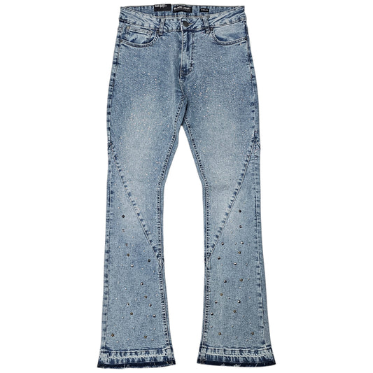 BLACK LIGHT MEN'S FLARE JEANS WITH RHINESTONES 80511