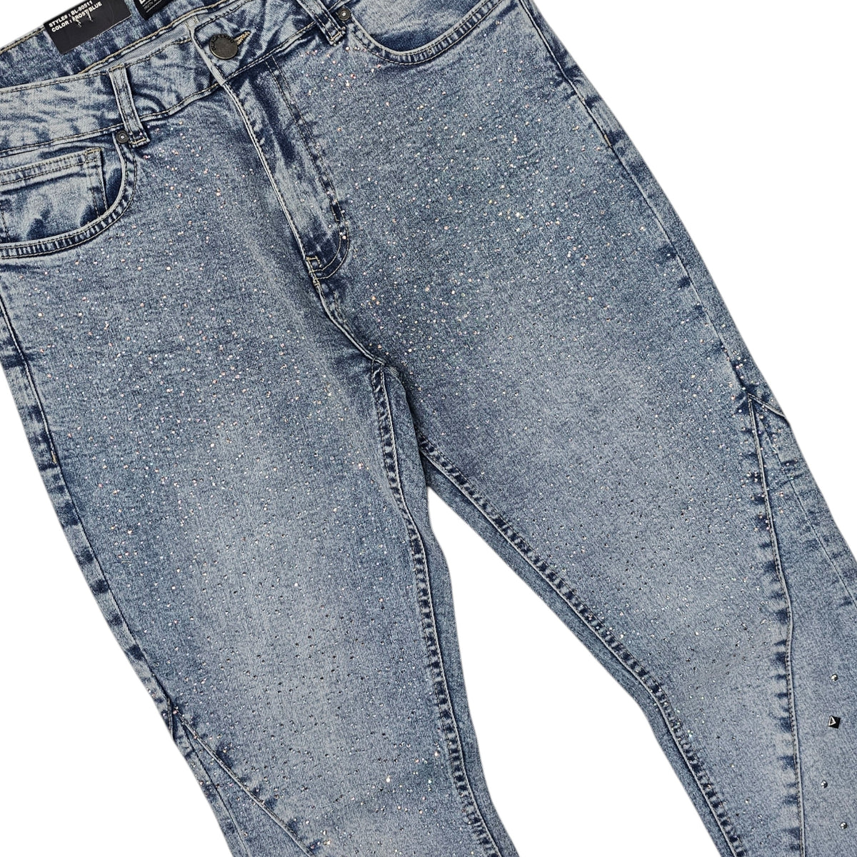 BLACK LIGHT MEN'S FLARE JEANS WITH RHINESTONES 80511