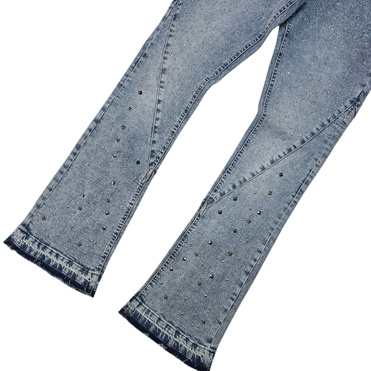 BLACK LIGHT MEN'S FLARE JEANS WITH RHINESTONES 80511