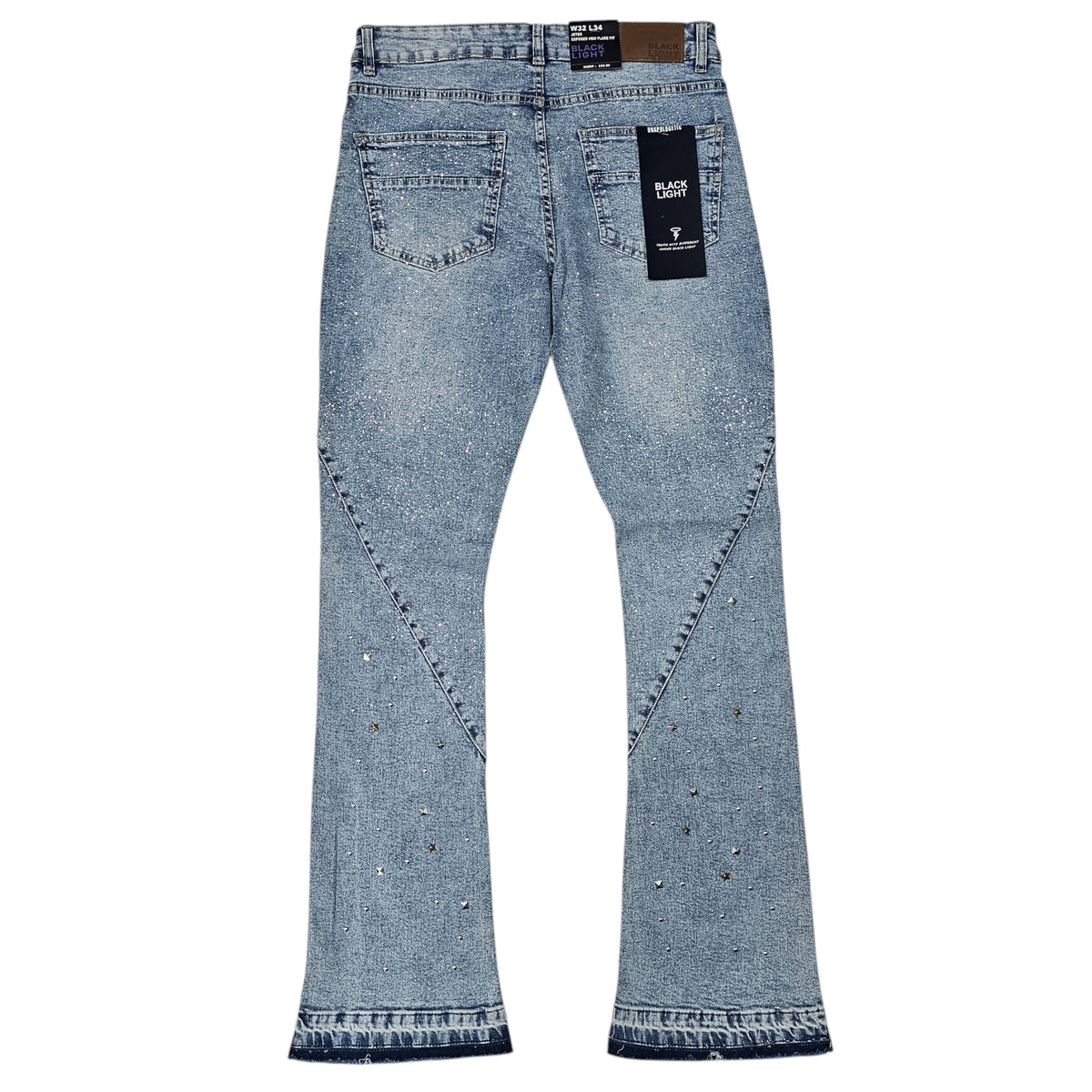 BLACK LIGHT MEN'S FLARE JEANS WITH RHINESTONES 80511