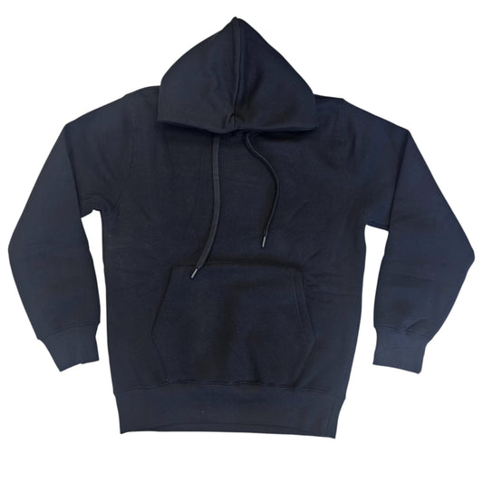 US FIT PLAIN BLACK HOODIE 380GSM