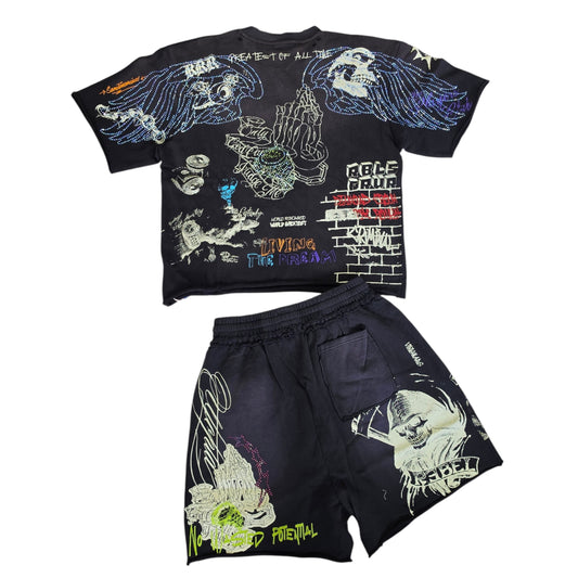 REBEL MEN'S CULTURE SHORT SET BLACK