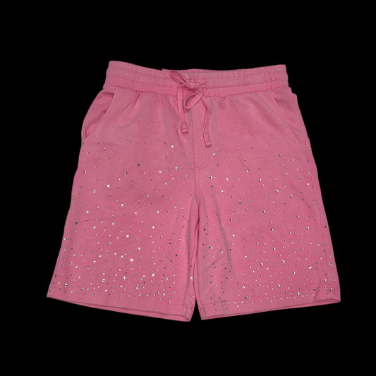 REBEL MINDS MEN'S SHORTS VINTAGE WASH WITH RHINESTONES PINK
