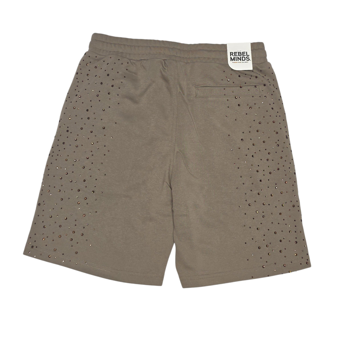 REBEL MINDS MEN'S SHORTS WITH RHINESTONES GALAXY TAUPE