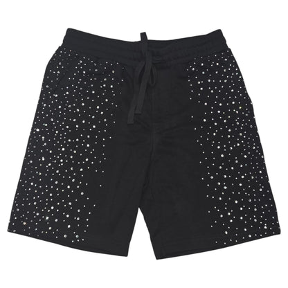 REBEL MINDS MEN'S SHORTS WITH RHINESTONES GALAXY BLACK