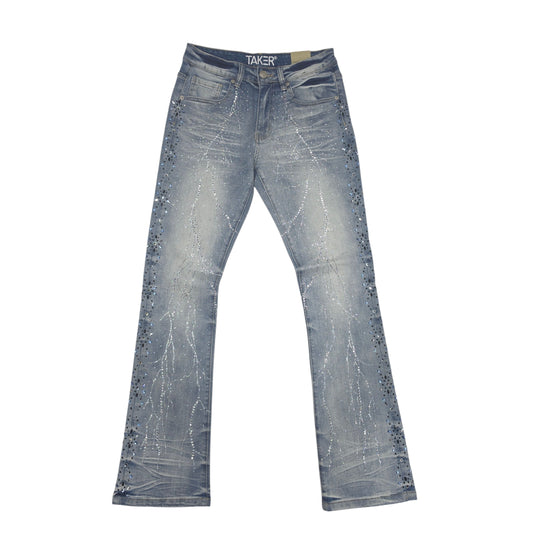TAKER MEN'S FLARE FASHION STACKED JEANS