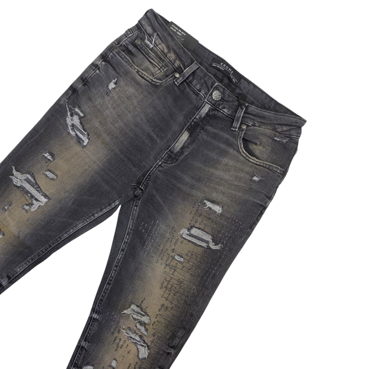 KROME MEN'S SKINNY JEANS GREY KR3019