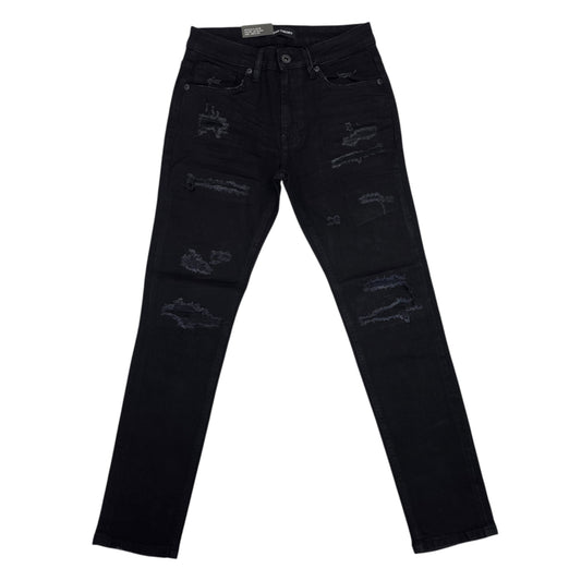 THREAD THEORY MEN'S SLIM FIT JEANS TT-50130 JET BLACK