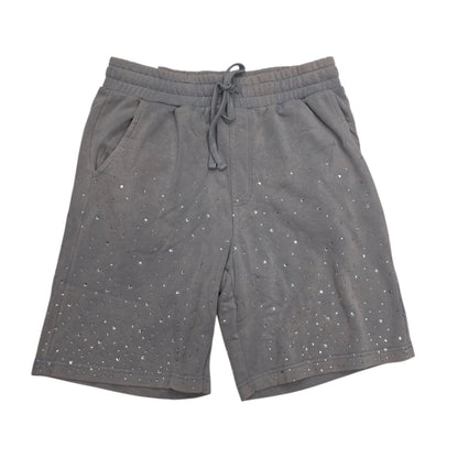 REBEL MINDS MEN'S SHORTS VINTAGE WASH WITH RHINESTONES LT GREY