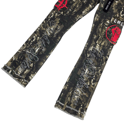 MAX KROME MEN'S FLARE FIT CAMO RHINESTONE EMBROIDERY KR-3045