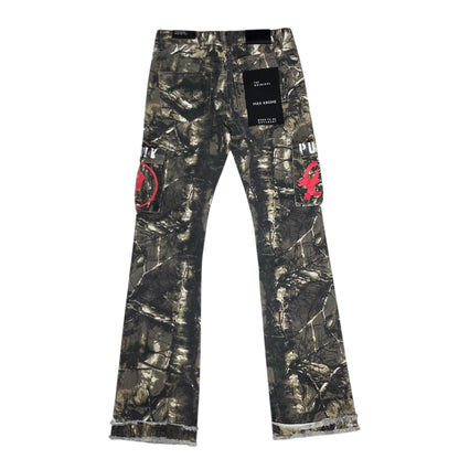 MAX KROME MEN'S FLARE FIT CAMO RHINESTONE EMBROIDERY KR-3045