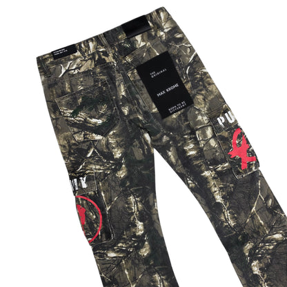 MAX KROME MEN'S FLARE FIT CAMO RHINESTONE EMBROIDERY KR-3045