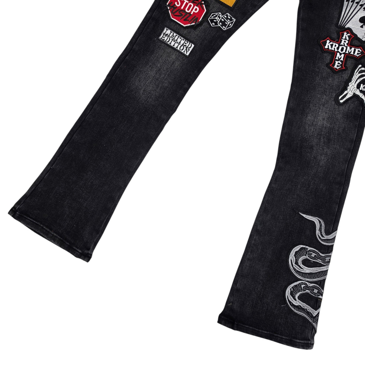 MAX KROME MEN'S FLARE FIT PATCH WORK EMBROIDERY KR-3042