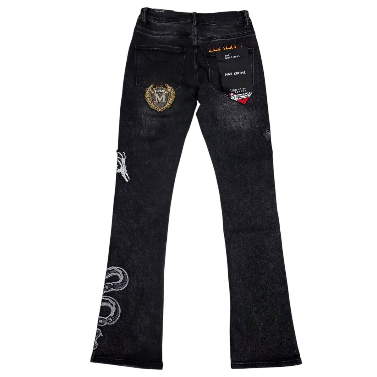 MAX KROME MEN'S FLARE FIT PATCH WORK EMBROIDERY KR-3042