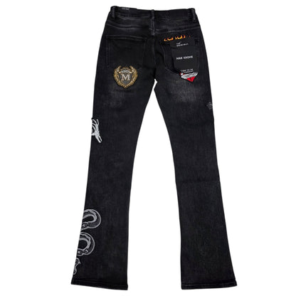 MAX KROME MEN'S FLARE FIT PATCH WORK EMBROIDERY KR-3042