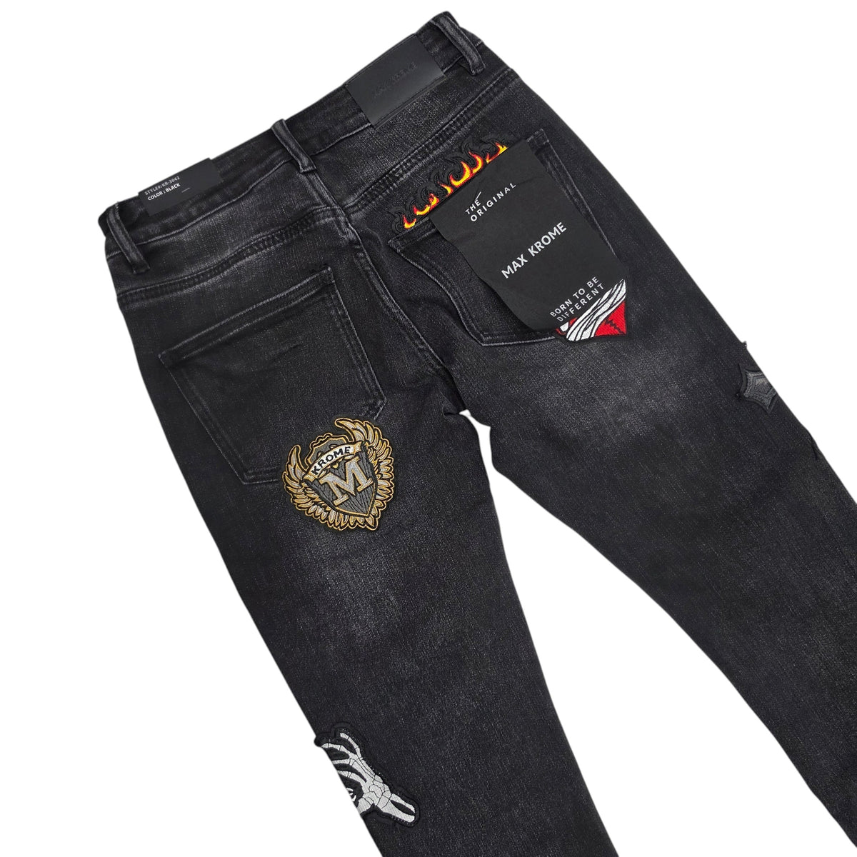 MAX KROME MEN'S FLARE FIT PATCH WORK EMBROIDERY KR-3042