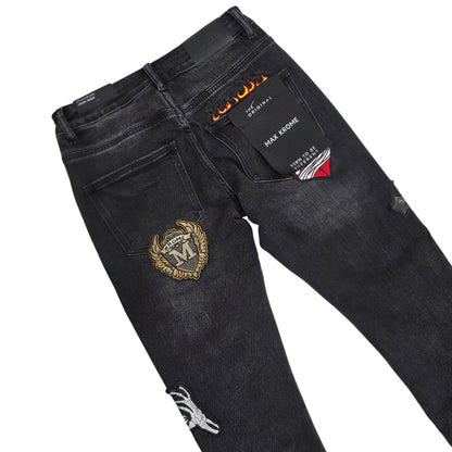 MAX KROME MEN'S FLARE FIT PATCH WORK EMBROIDERY KR-3042