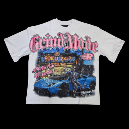 ROKU MEN'S GRIND MODE BOXY T-SHIRT WHITE