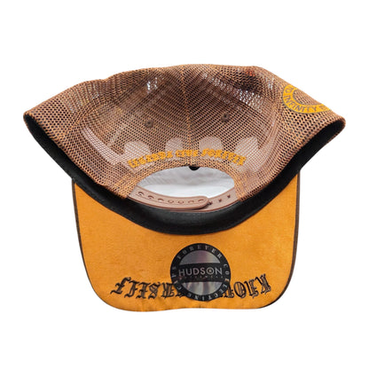HUDSON SUEDE TRUCKER HAT WITH RHINESTONES BROWN