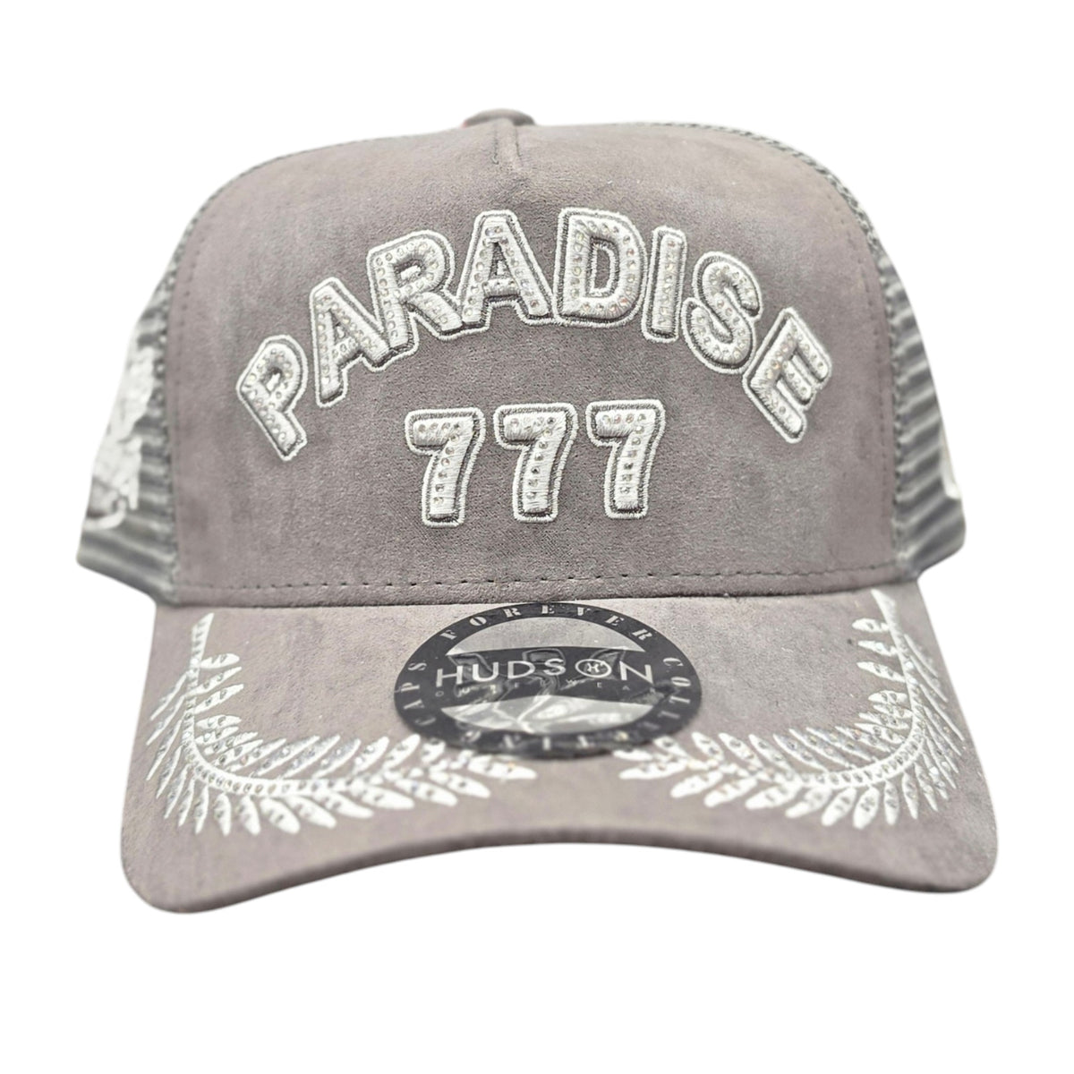 HUDSON PARADISE 777 TRUCKER HAT WITH RHINESTONES GREY