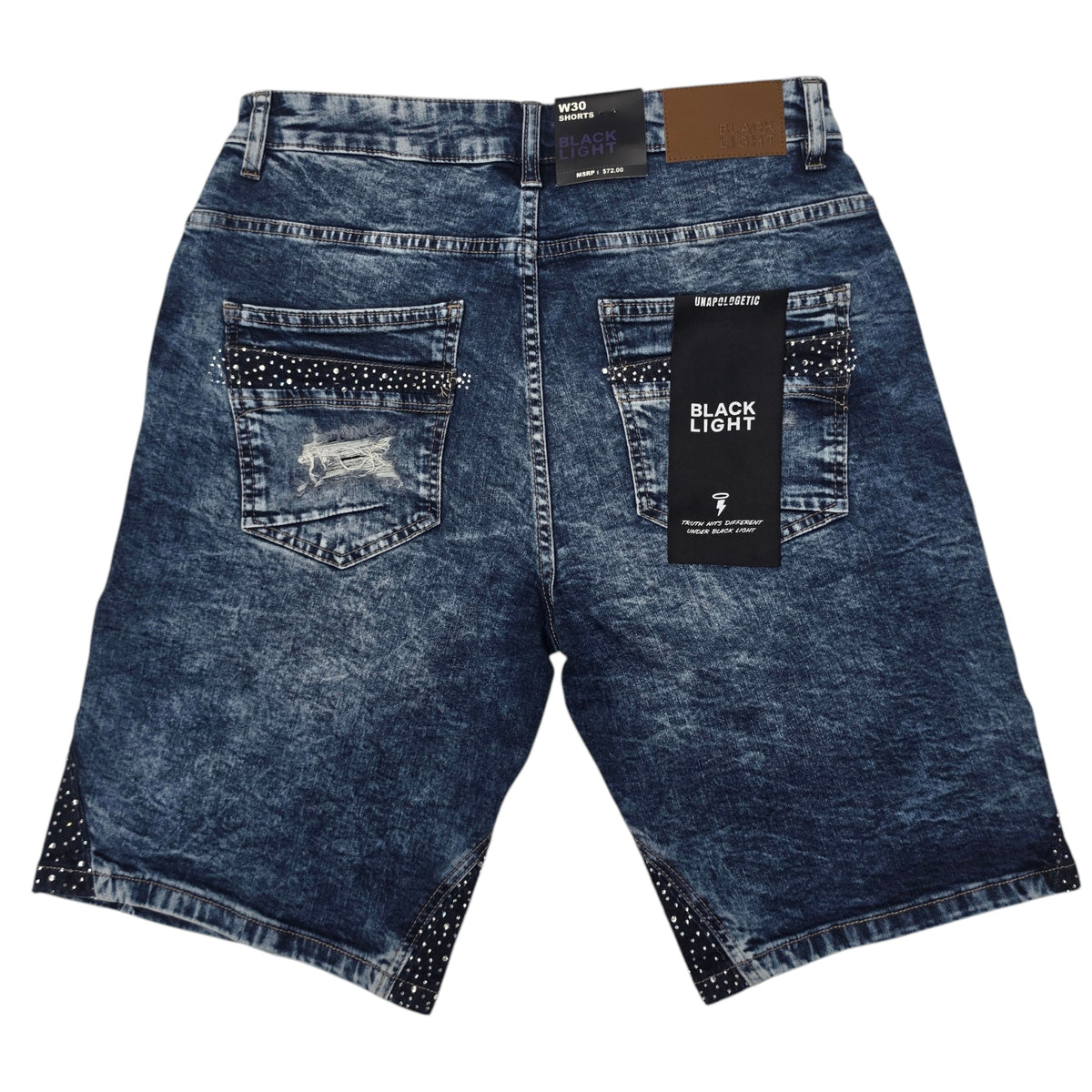 BLACK LIGHT MEN'S DENIM SHORT RHINESTONE 26537 BLUE LAGER