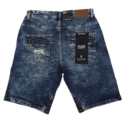 BLACK LIGHT MEN'S DENIM SHORT RHINESTONE 26537 BLUE LAGER