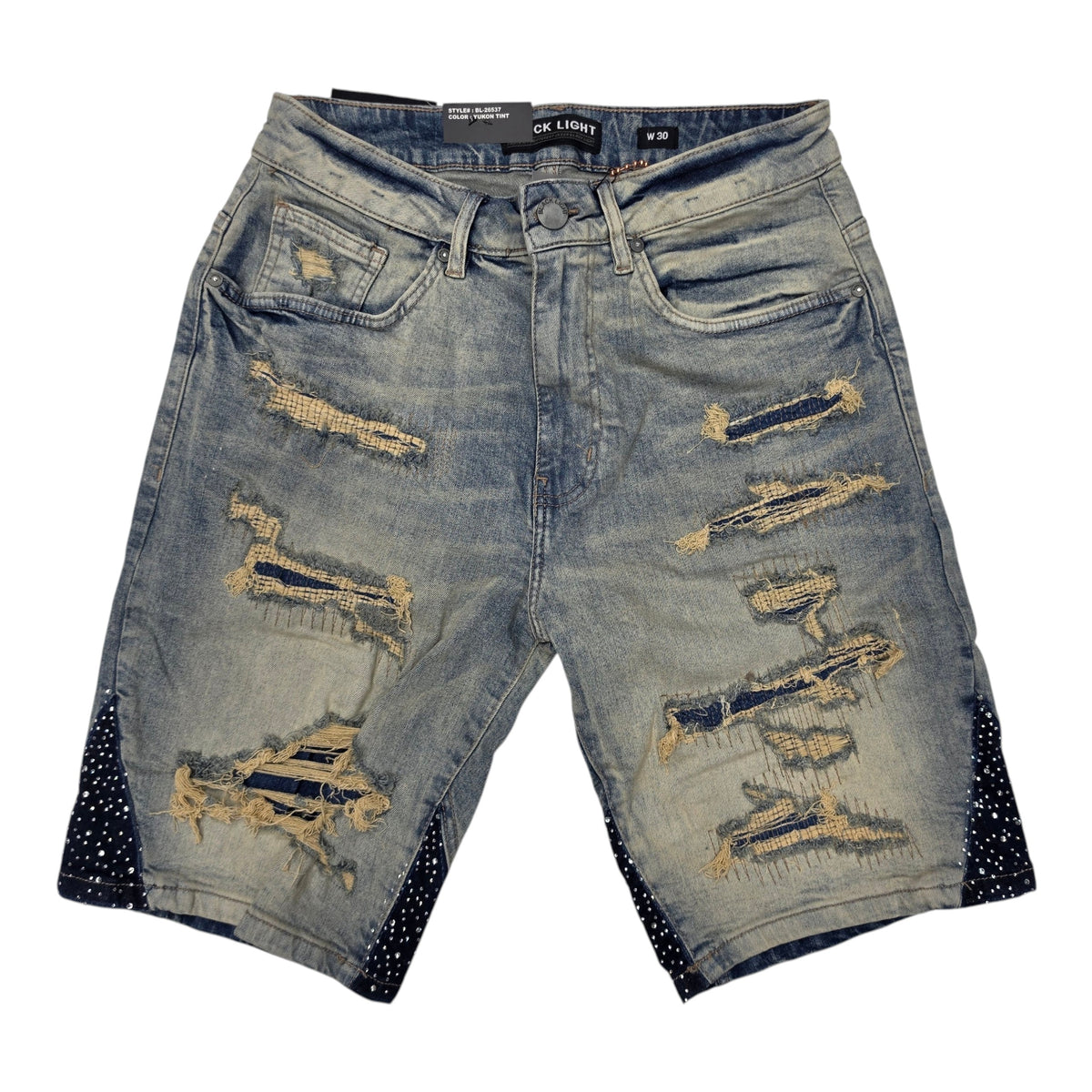 BLACK LIGHT MEN'S DENIM SHORT RHINESTONE 26537 YUKON TINT